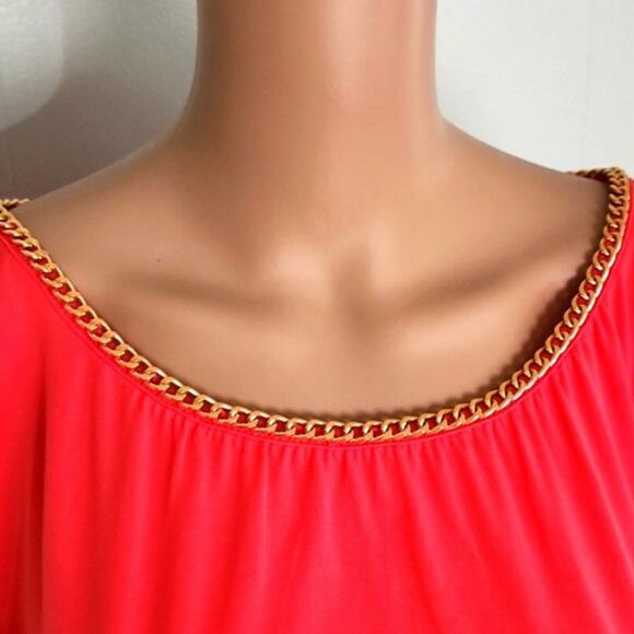 Michael kors Cold XS blouse cold shoulder chain blouse orange red old money - Picture 10 of 10